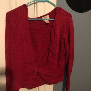 Baggy red hippie cardigan